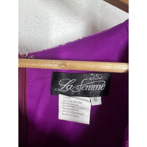 La Femme Magenta Sequin Mini Short Cocktail Dress Size 6 Party Style 19464 - Picture 3 of 6